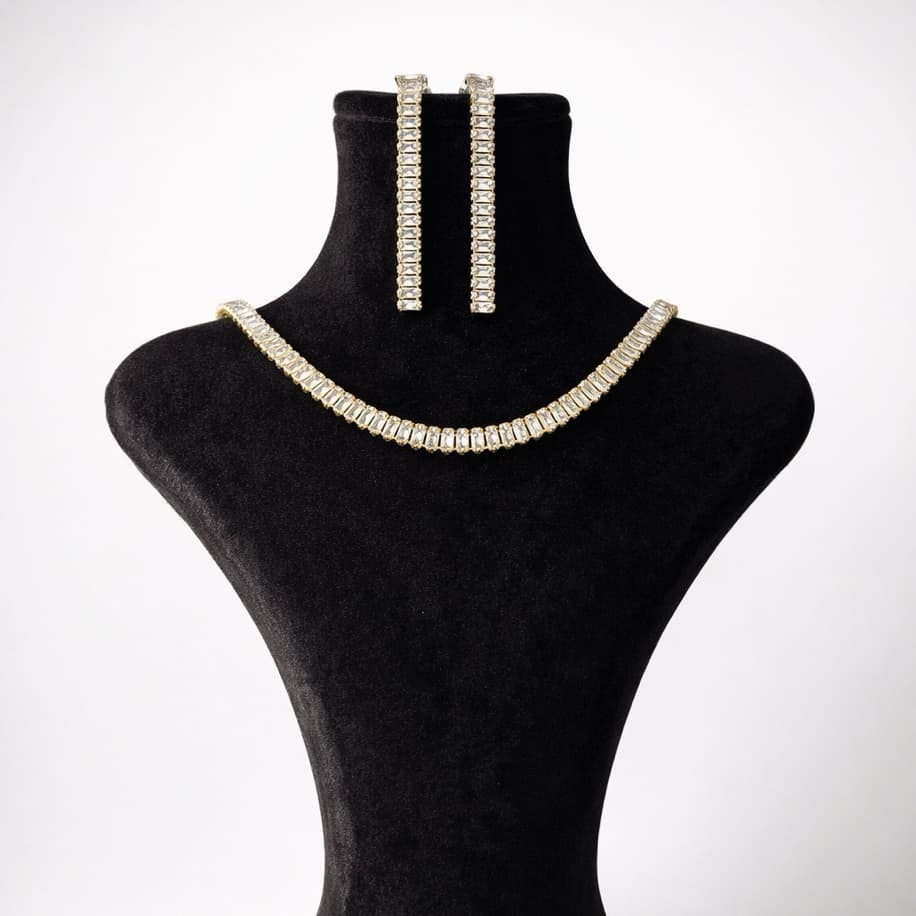 Hiléra Tennis Zircon Gold Choker Set